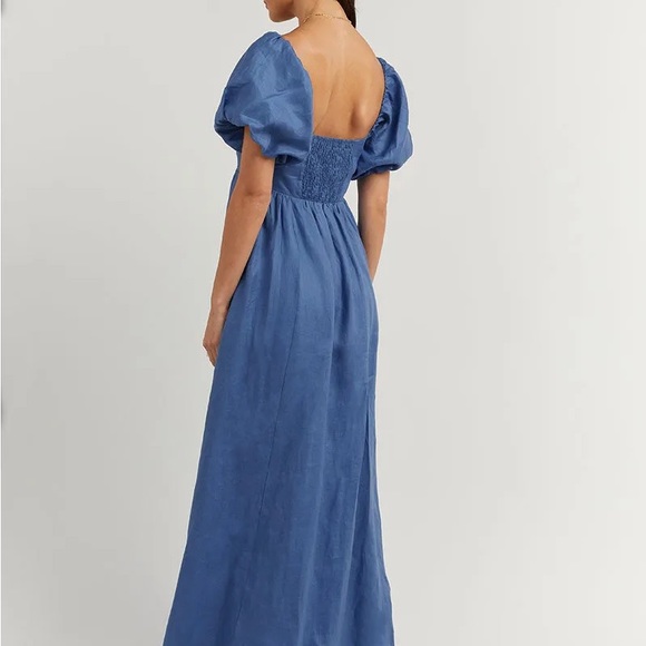 DISSH SIMONS COBALT LINEN MIDI DRESS. - Picture 6 of 10
